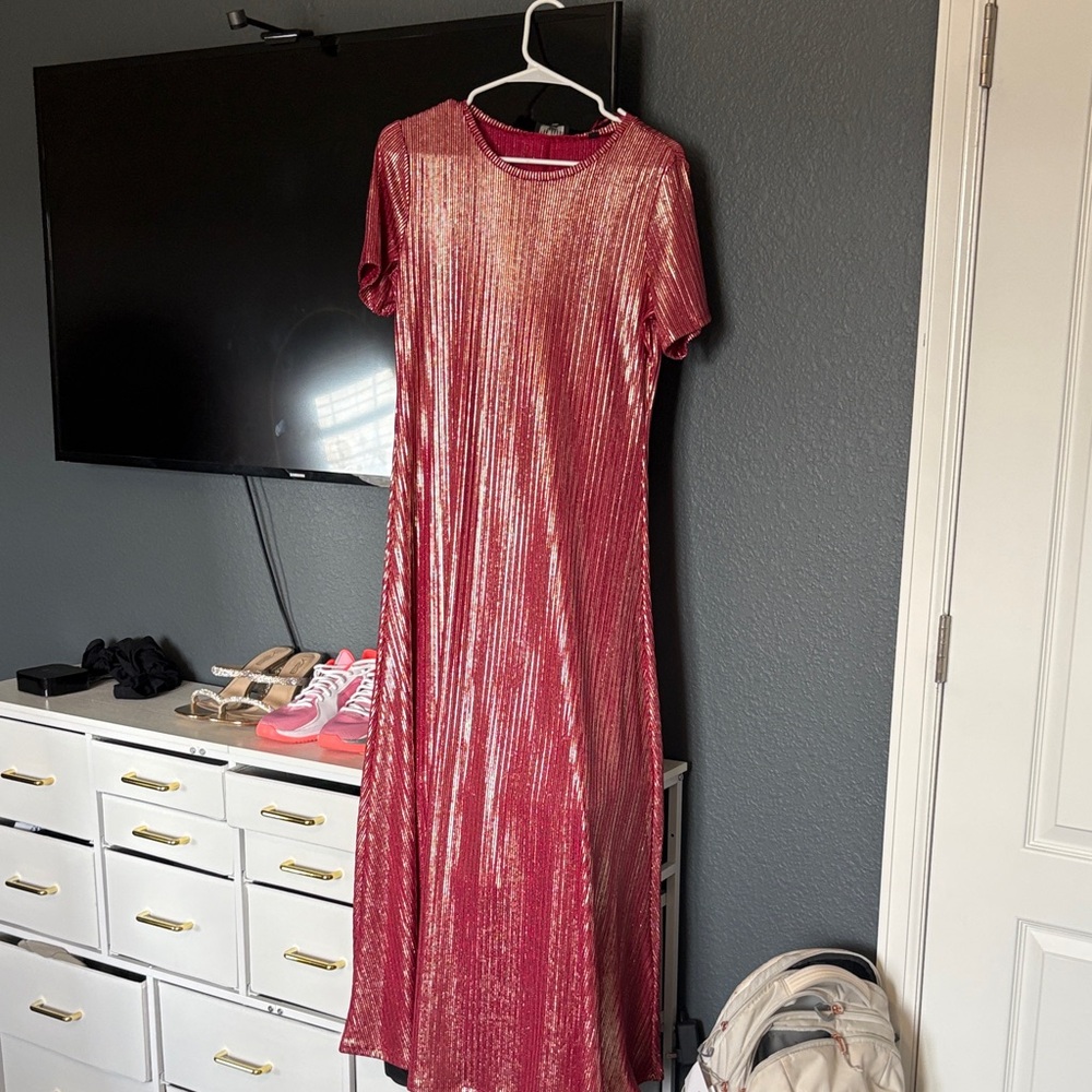 Ted Baker Metallic Raspberry Ribbed Top